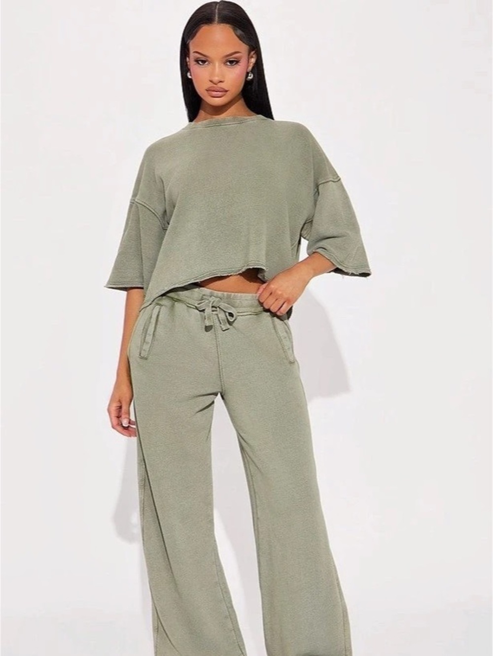 Sage Green Wide Leg Pant Set